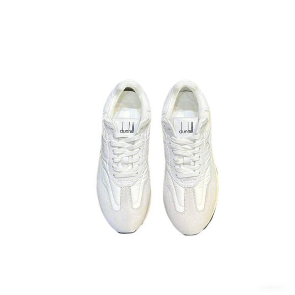Dunhill Lace-Up Casual Suede Sneakers White